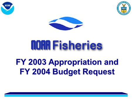 FY 2003 Appropriation and FY 2004 Budget Request.