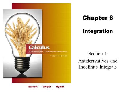 Section 1 Antiderivatives and Indefinite Integrals