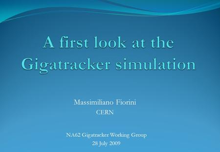 NA62 Gigatracker Working Group 28 July 2009 Massimiliano Fiorini CERN.