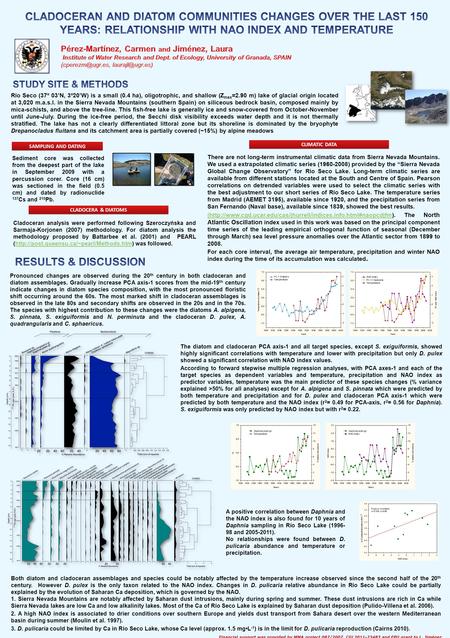 Financial support was provided by MMA project 087/2007, CGL2011-23483 and FPU grant to L. Jiménez. SAMPLING AND DATING Sediment core was collected from.