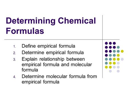 Determining Chemical Formulas