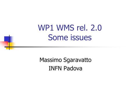 WP1 WMS rel. 2.0 Some issues Massimo Sgaravatto INFN Padova.