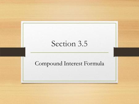 Compound Interest Formula