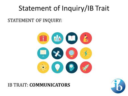 Statement of Inquiry/IB Trait