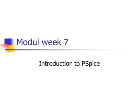 Introduction to PSpice