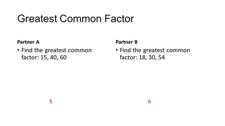 Greatest Common Factor