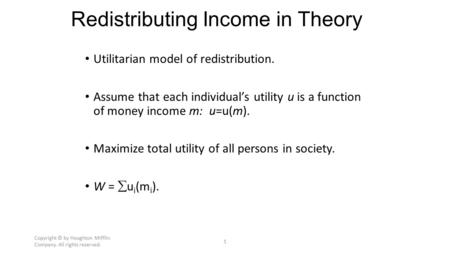 Redistributing Income in Theory