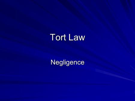 Tort Law Negligence. Civil Actions What is a civil action? Definition of a civil action: “A noncriminal lawsuit, brought to enforce a right or redress.