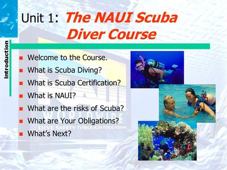 Unit 1: The NAUI Scuba Diver Course