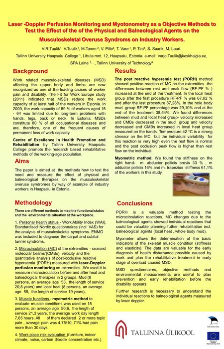 Laser -Doppler Perfusion Monitoring and Myotonometry as a Objective Methods to Test the Effect of the of the Physical and Balneological Agents on the Musculoskeletal.