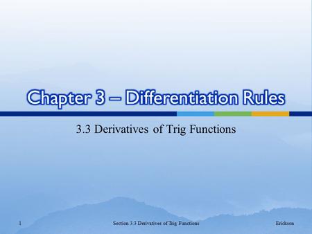 Chapter 3 – Differentiation Rules