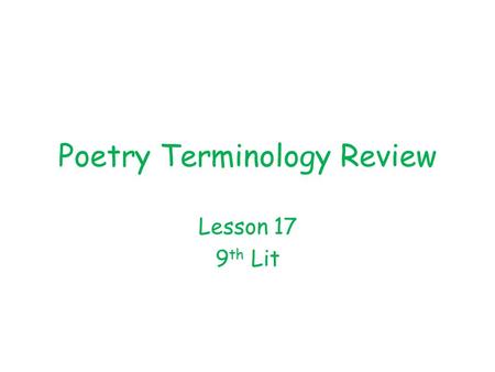 Poetry Terminology Review