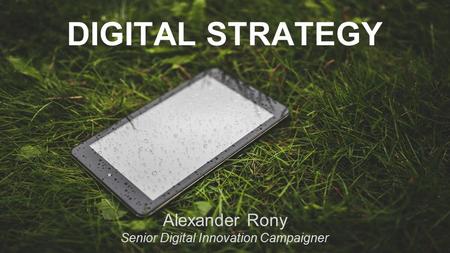 DIGITAL STRATEGY Alexander Rony Senior Digital Innovation Campaigner.