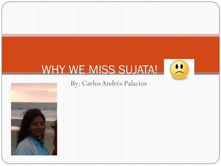 By: Carlos Andrés Palacios WHY WE MISS SUJATA!. FIRST TERM! Well during this first term, these 3 months, Sujata teach us many themes. One of that themes.