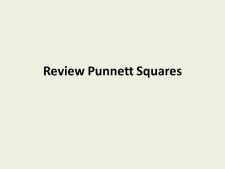 Review Punnett Squares. Crossing one trait In rabbits, black fur is dominant over white fur. A hybrid black fur rabbit is crossed with a purebred white.