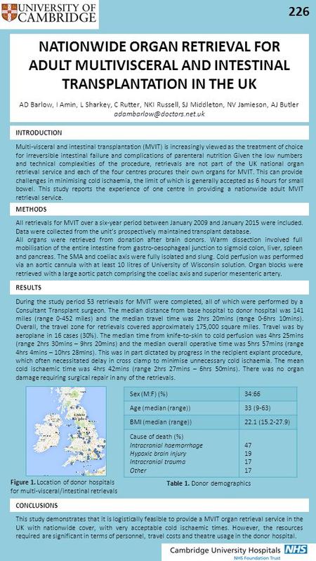 During the study period 53 retrievals for MVIT were completed, all of which were performed by a Consultant Transplant surgeon. The median distance from.