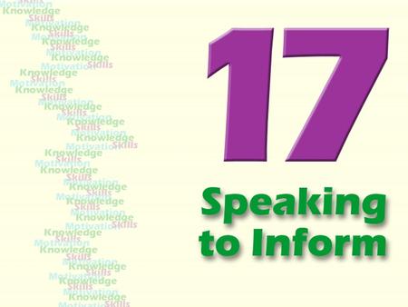 The purpose of an informative speech is to communicate new information or a new perspective on a topic to an audience and bring the listeners to greater.