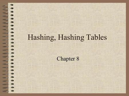 Hashing, Hashing Tables Chapter 8. Class Hierarchy.