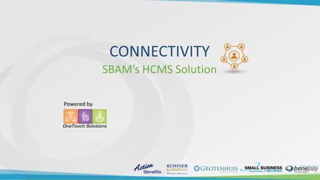 CONNECTIVITY SBAM’s HCMS Solution Powered by. Private Health Insurance Exchange Enrollment  2015 – 6 million  2016 – 12 million  2017 – 22 million.