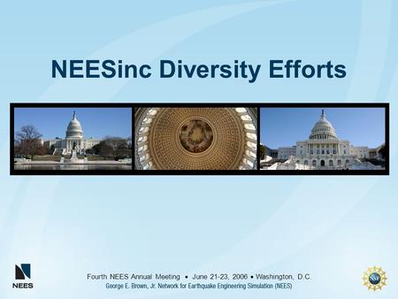 Fourth NEES Annual Meeting  June 21-23, 2006  Washington, D.C. NEESinc Diversity Efforts.