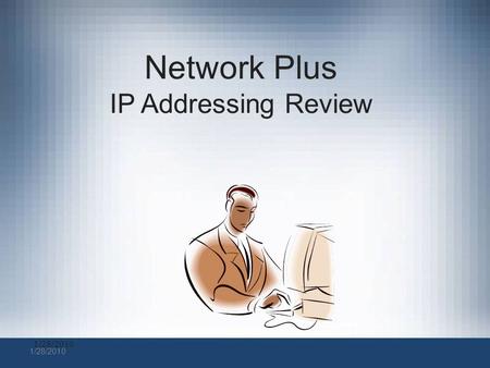 1/28/2010 Network Plus IP Addressing Review. IP Address Classes.