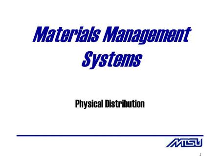 Materials Management Systems