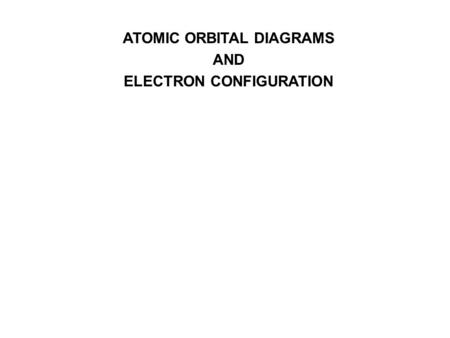 ATOMIC ORBITAL DIAGRAMS AND ELECTRON CONFIGURATION.