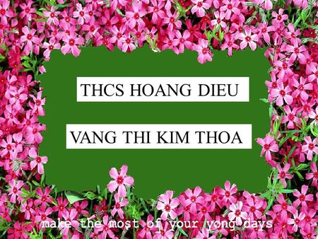 THCS HOANG DIEU VANG THI KIM THOA 1. Have you ev er been to a park? 2. Are there any garbage bins in the park? 3. Are all people aware of protecting.