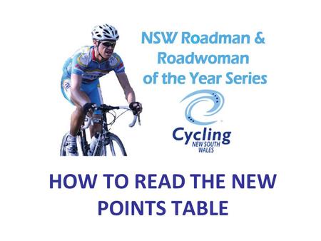 HOW TO READ THE NEW POINTS TABLE. YOUR POINTS TABLE SHOULD LOOK LIKE THIS… RIDER’S SURNAMES RIDER’S FIRST NAMES RIDER’S CLUB SERIES EVENTS (In chronological.