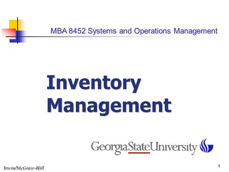 MBA 8452 Systems and Operations Management