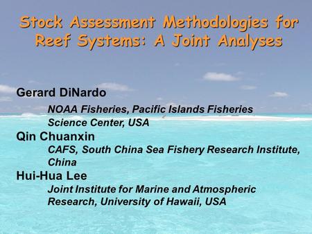 Stock Assessment Methodologies for Reef Systems: A Joint Analyses