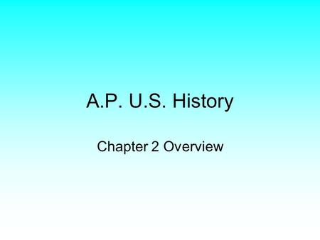 A.P. U.S. History Chapter 2 Overview. English Migration, 1610-1660.