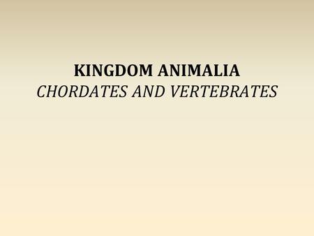 KINGDOM ANIMALIA CHORDATES AND VERTEBRATES