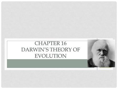 Chapter 16 Darwin’s Theory of Evolution