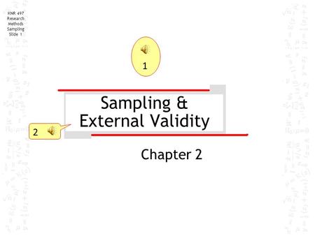 Sampling & External Validity 2 KNR 497 Research Methods Sampling Slide 1 Chapter 2 1.