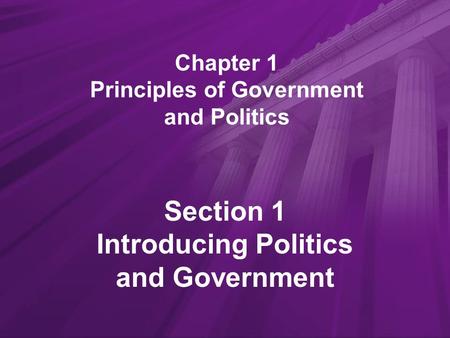 Chapter 1 Principles of Government and Politics