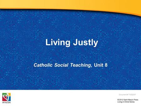 Catholic Social Teaching, Unit 8