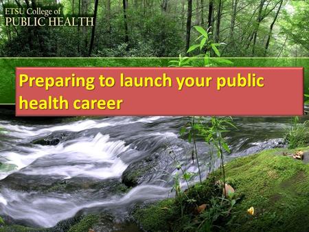 Preparing to launch your public health career. Using this presentation (Internet connection required) 1.View this presentation in PowerPoint’s “Slide.