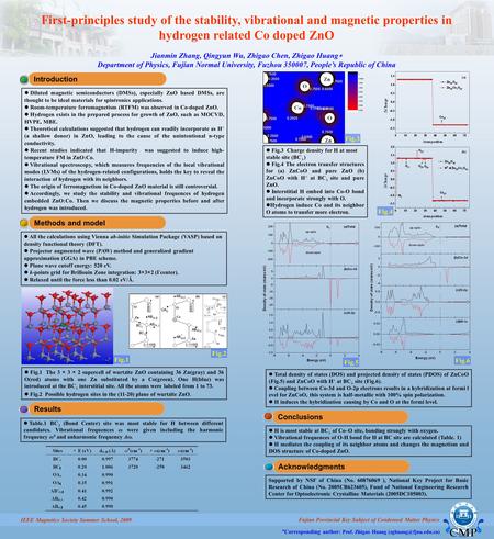 Fujian Provincial Key Subject of Condensed Matter Physics * Corresponding author: Prof. Zhigao Huang First-principles study of the.