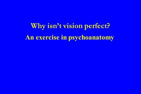 Why isn’t vision perfect? An exercise in psychoanatomy.