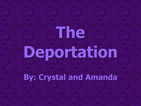 The Deportation By: Crystal and Amanda. The Acadians The French landed in Canada. The French landed in Canada. They called their land Acadia and so they.