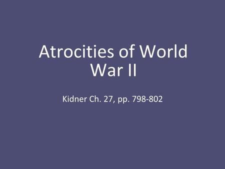 Atrocities of World War II