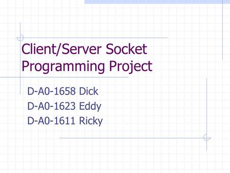 Client/Server Socket Programming Project