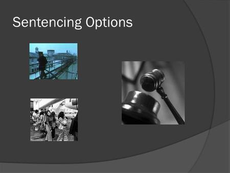 Sentencing Options. Types of Sentencing  Sentencing does not always mean imprisonment.  Due to the high cost of maintaining the prison system, diversion.