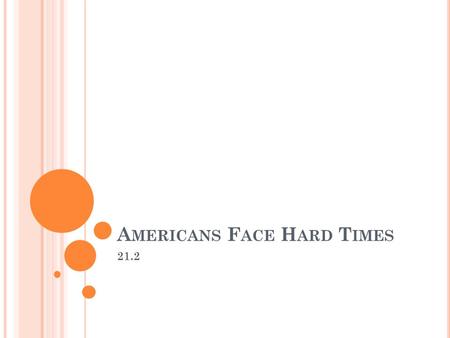 A MERICANS F ACE H ARD T IMES 21.2. O BJECTIVES Examine the spread of unemployment in America’s cities. Discuss the impact of the depression on rural.