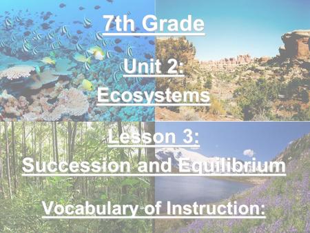 Succession and Equilibrium Vocabulary of Instruction: