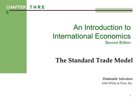 An Introduction to International Economics Second Edition