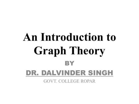 An Introduction to Graph Theory