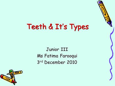 Junior III Ms Fatima Farooqui 3rd December 2010