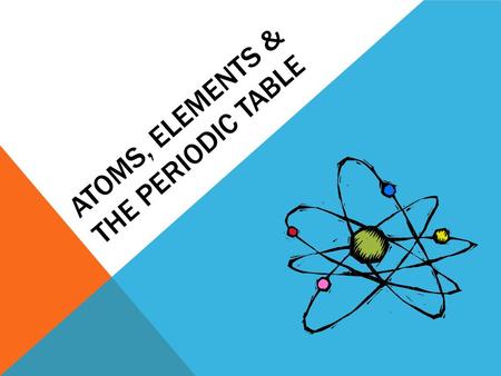 ATOMS, ELEMENTS & THE PERIODIC TABLE PRE-PERIODIC TABLE CHEMISTRY… was a mess! No organization of elements. Imagine going to a grocery store with no.